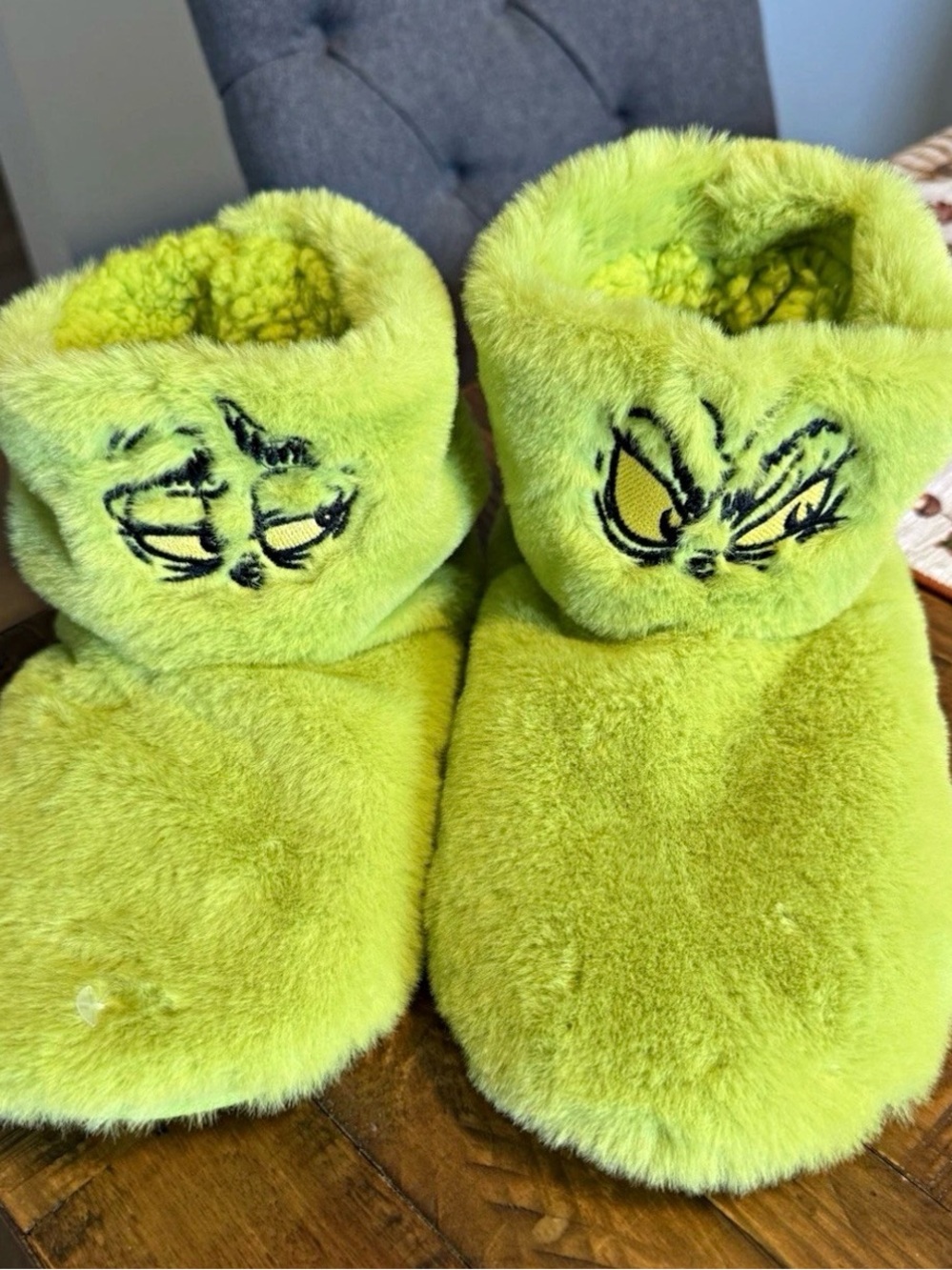 Grinch Fuzzy Slipper Boots - fits ladies 6-7